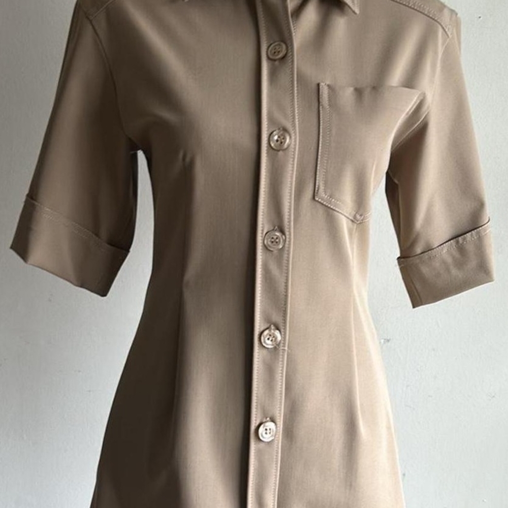 Zara Tan Button-Up Shirt